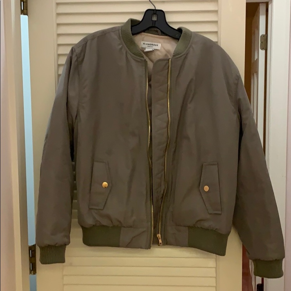 Army Green Puffy Bomber Coat